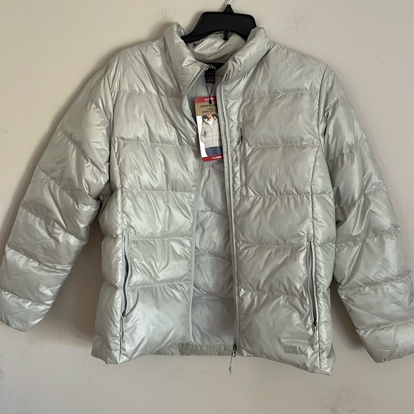 Eddie Bauer Women's Down Light Weight Packable Jacket Silver Down Jacket XL NWT - Picture 1 of 9